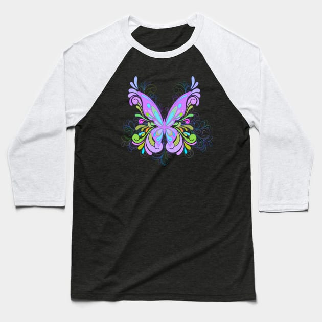 Elegant Butterfly Purple Baseball T-Shirt by AlondraHanley